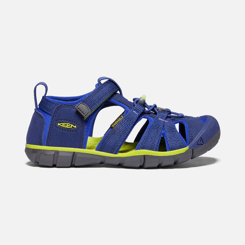 Keen Seacamp II CNX Wassersandalen Kinder DE-83071 Blue Depths/Chartreuse - Keen Kinderschuhe Blau